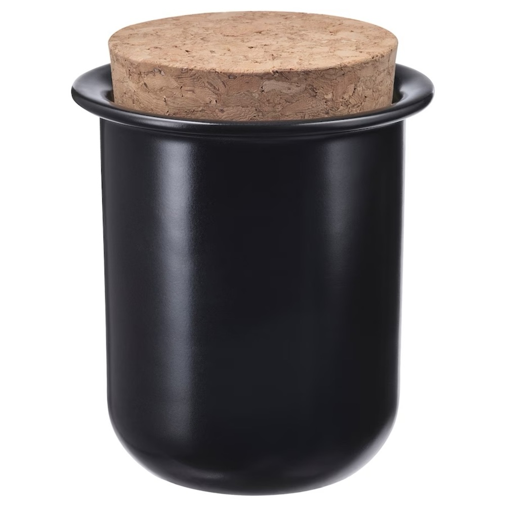 IKEA KRÖSAMOS Jar with lid, black, 3 ½ " NEW